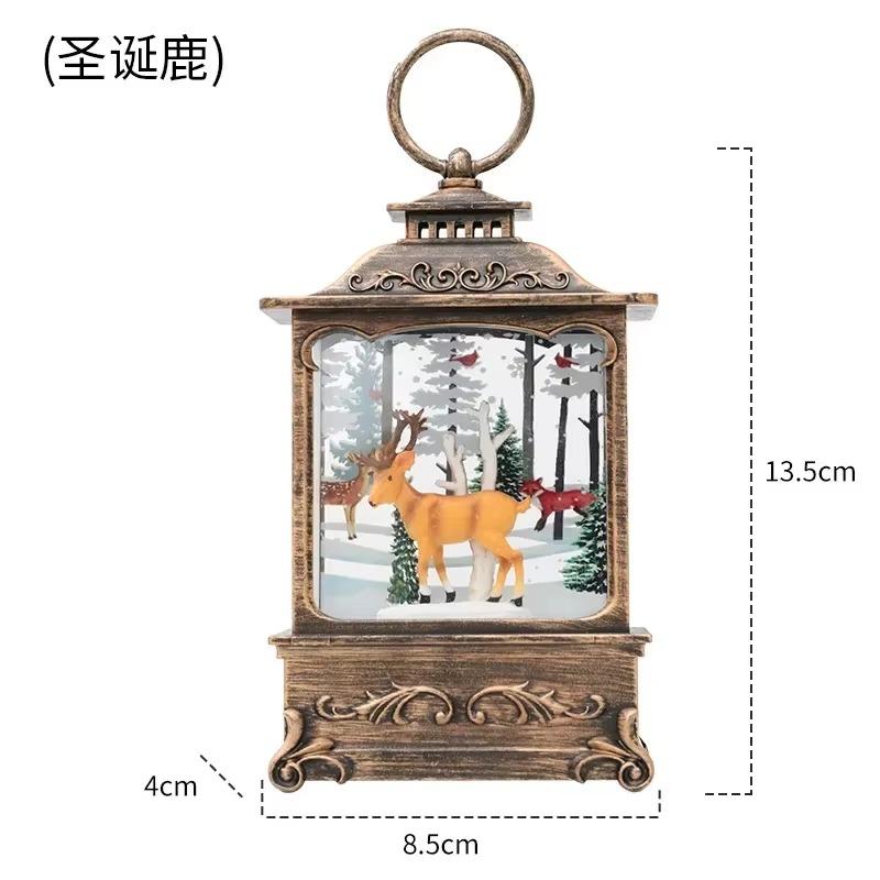 2024 Lighted Christmas Snow Globe Lantern Battery Operated LED Night Light with Hook Christmas Tree Ornaments Gift Ideas 1pc
