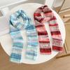 Cozy Knit Scarf Women Winter Warmth Creamy Pastel Color Block Style Soft Wool-Like Neck Wrap
