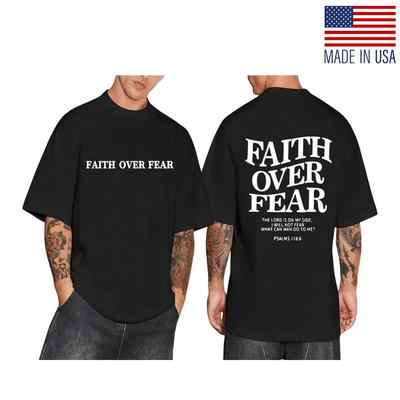 Christlicher Glaube über Angst T-Shirt für Männer Jesus Religiöses Doppelseitiges T-Shirt