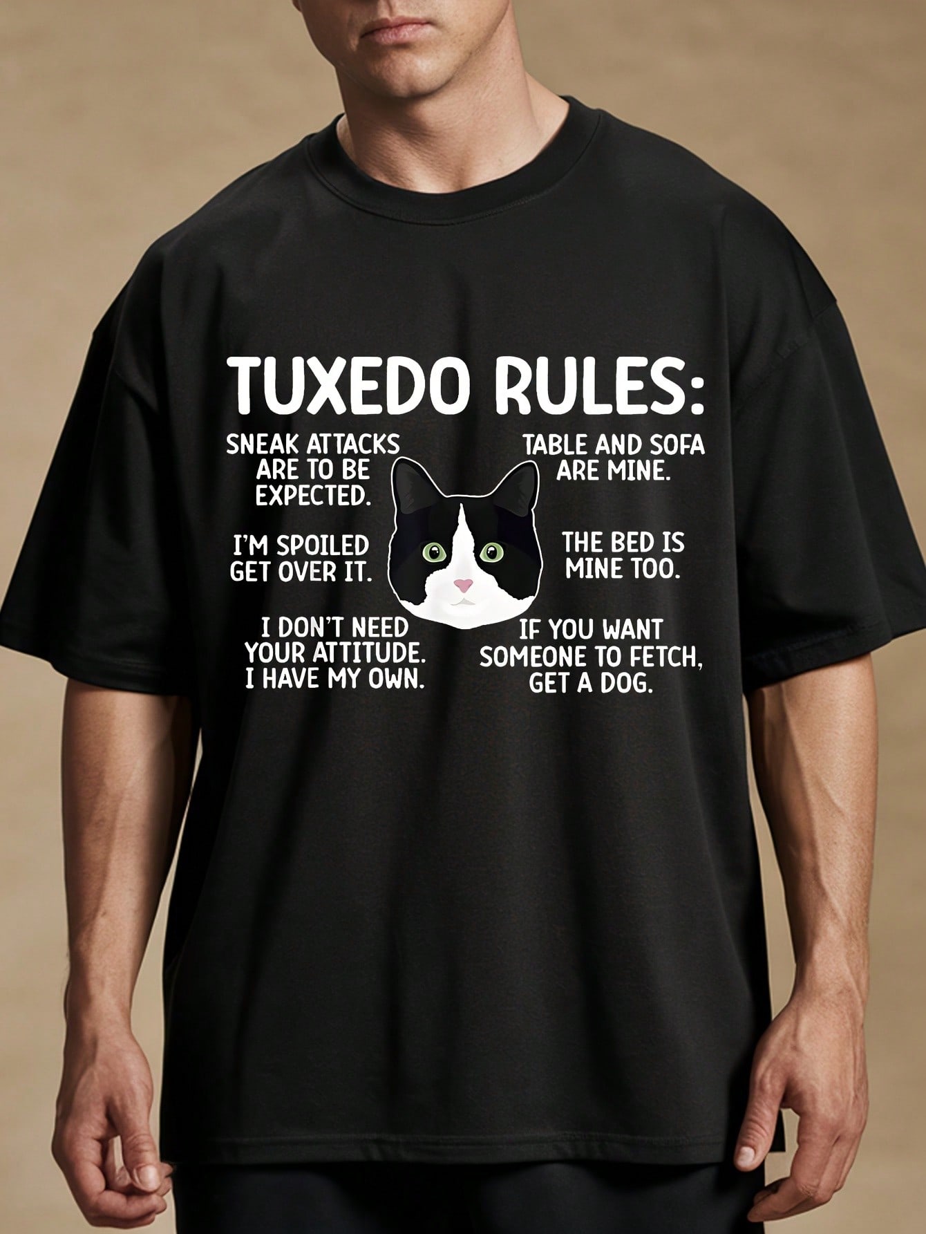 Tuxedo Cat Tee Tuxedo Cat Lover Tee T Shirt 1pc Tuxedo Cat Rules Tuxedo Cat Owner S3XL 220g S