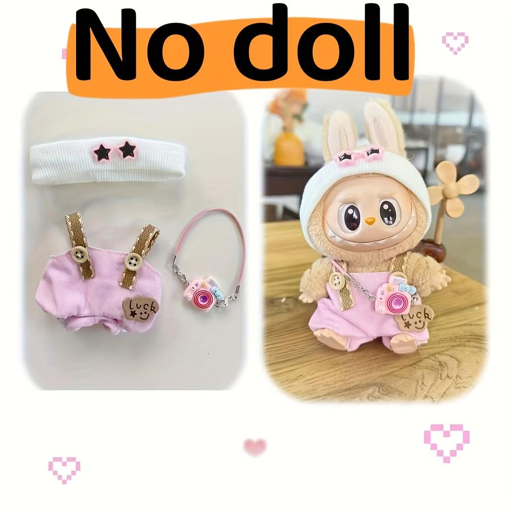 New 2025 Labubu First and Second Generation Doll Accessories Trendy Playwear Starry Eye Suspender Pants Hat Set Doll Accessories Changeable Cute