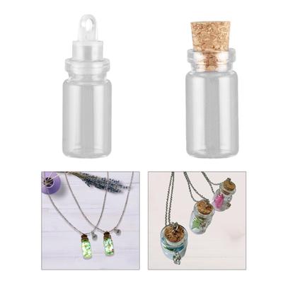 50 Stück Klarglasflaschen mit Korken, stilvolles Glasflaschen-Anhänger-Accessoire, elegantes Schmuck-Bastelzubehör