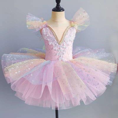 Kinder Ballettkleid Sieben Farben Mädchen Kinder Pailletten Prinzessin Kleid Ballett Tutu Tanzkleidung Leistung Tutu Röcke
