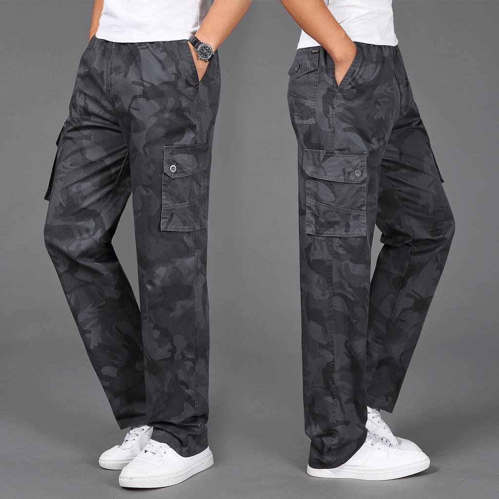 Camouflage-Baumwoll-Arbeitshose für Herren, große Arbeitshose, Hose für Herren, elastisch, gewaschen, Freizeithose für Herren