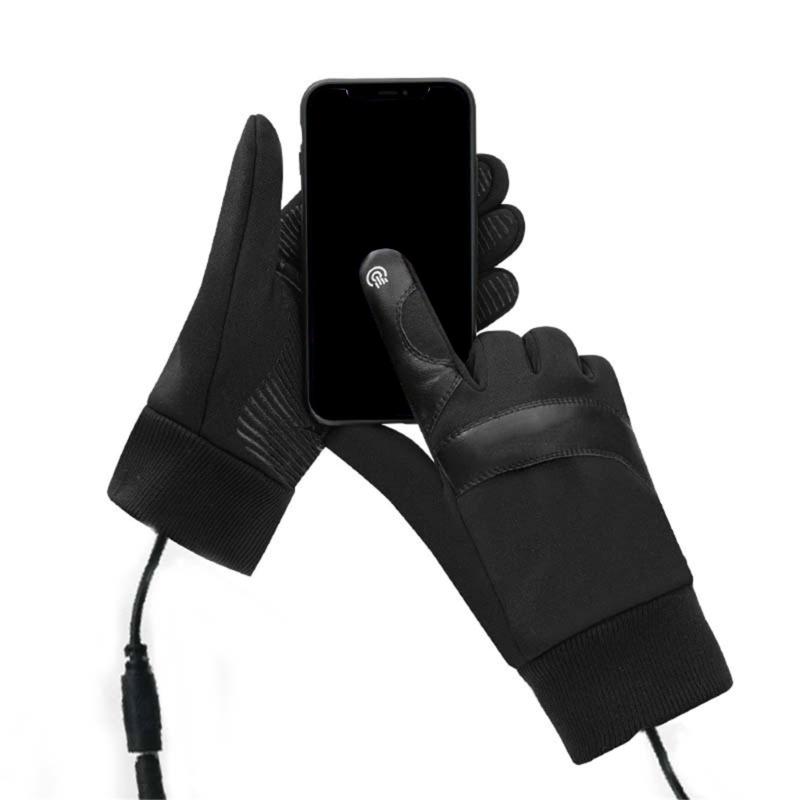 USB Charging Knitted Heating Gloves, Washable Hands Warmer Mittens Full Finger Gloves USB Heated Gloves for Men Women
