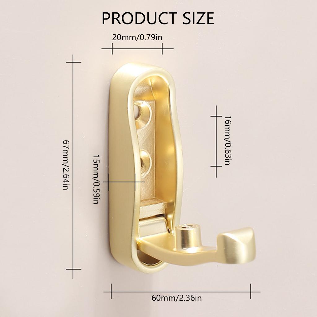 2 Pack Practical Wall Hooks Practical Kirsite Construction 55lb Weight Capacity Foldable Design Space Saving Home Organization