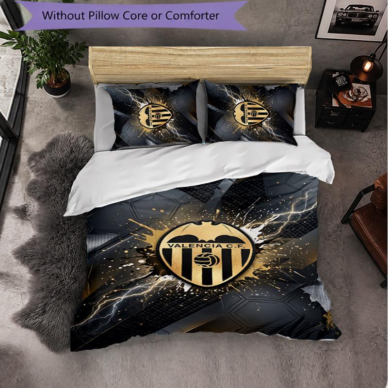 Valencia FC Themed Bedding 3Pcs Duvet Cover Set Decorative Bed Linen For Teen Room Home Decoration