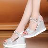 Platform Sandals Summer Fashoin Wedge Bead Buckle Strap Peep Toe high heel Thick Bottom Casual Shoes Non-slip Sandalias De Mujer