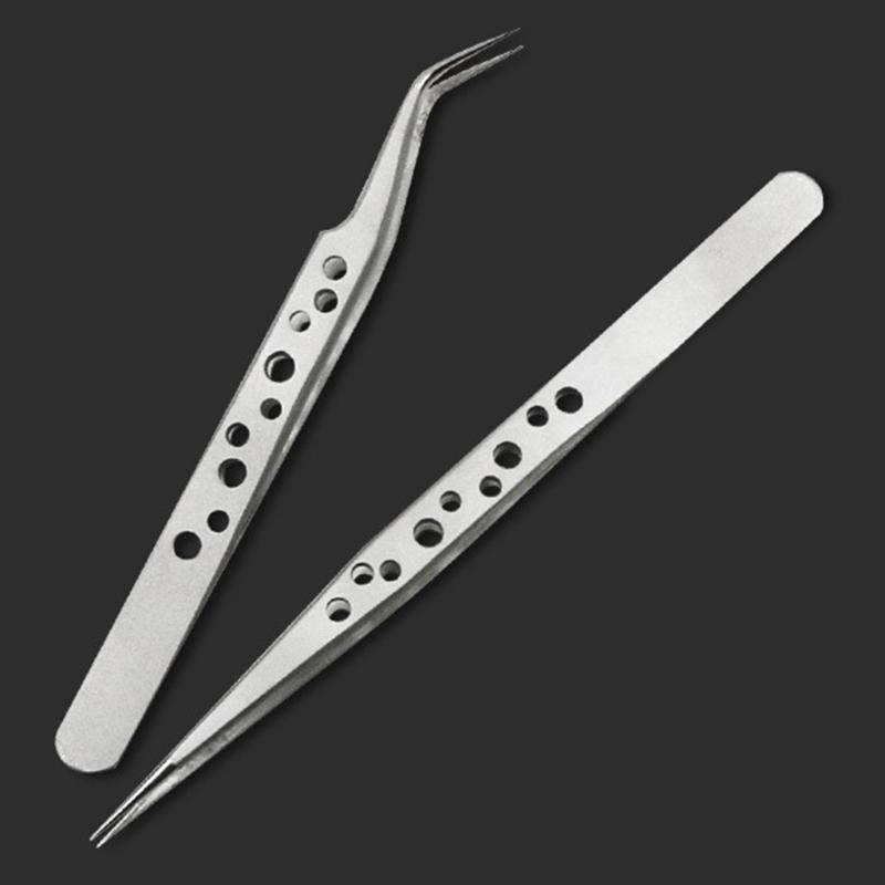 5Pcs Electronics Industrial Tweezers Anti-static ESD Curved Straight Tip Precision Stainless Steel Forceps Phone Repair