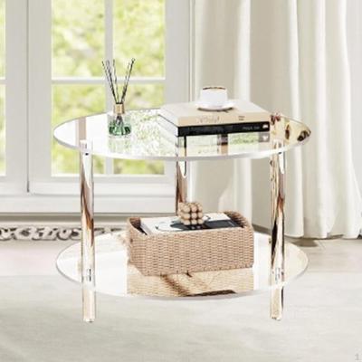 Acrylic Round Side Table Easy Assembly Furniture End for Balcony Office Bedside