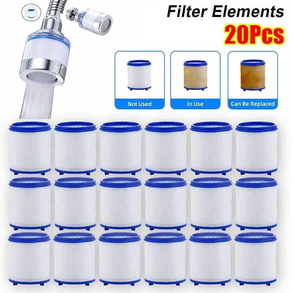 20Pcs Bubbler Filter Element Pressurized PP Cotton Faucet Filter Cartridges Shower Head Tap Filtration Purifier for Kitchen