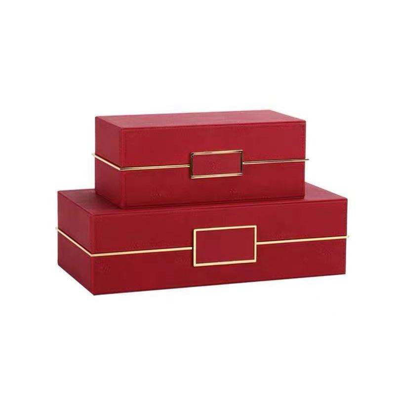 Gilded Leather Jewelry Boxes Cosmetic Jar Dresser Table Desk Decoration Exquisite Jewelry Ring Earrings Necklace Storage Box