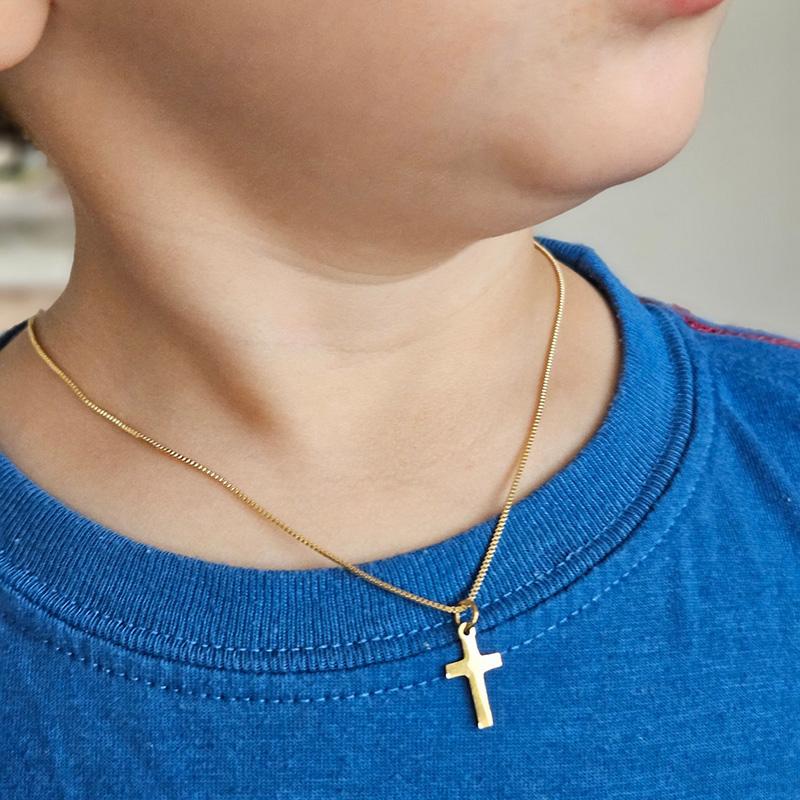 Custom Engraved Name Gold Plated Cross Necklace For Kids Girls Boys Personalized Children Jewelry Gifts
