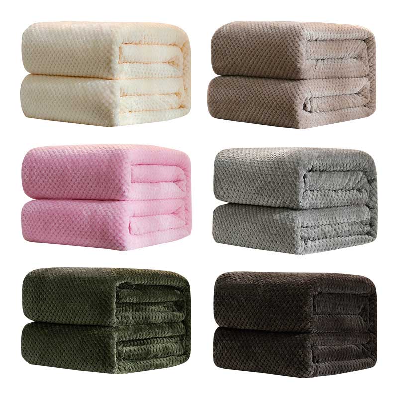 Solid Striped Throw Blanket Flannel Fleece Soft Adult Bed Cover Bedspread for Sofa Bedroom