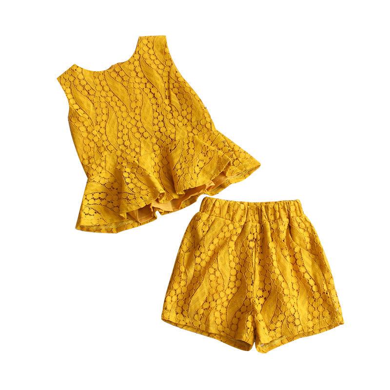 Very Fish 2022 Summer Lace Crochet Girls' Vest and Shorts Set
