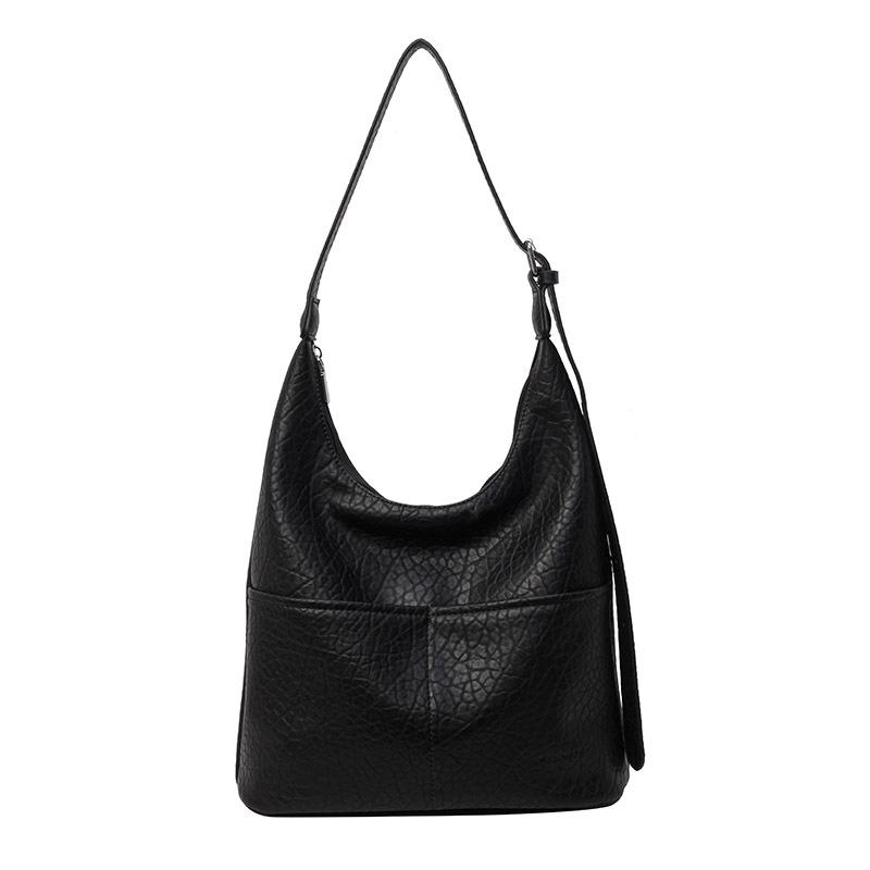 

Простая текстура однотонная маленькая сумка женская 2025 весна новая универсальная на плечо подмышку сумка-тоут мода чёрный