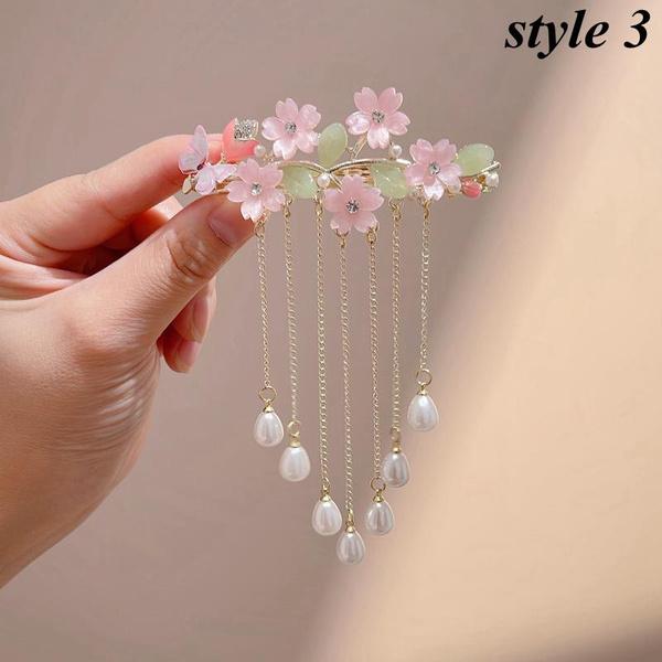 

1 шт., модные элегантные заколки для волос с жемчужными кисточками, заколки для волос с цветком, заколки для волос, головные уборы для женщин и девочек, аксессуары для волос 3