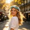 Bridal Flower Crown Boho Artificial Flower Crown Elastic Strap Hair Wreath Holiday Wedding Floral Headband for Bridesmaids Flower Girls