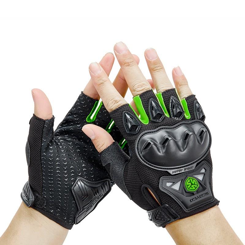 Scoyco MC29D Half-Finger Motorcycle Gloves Summer Riding Breathable Knit Protective Gear In Red Blue Black Green M L XL