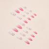 24pcs  Flower Almond Nail Pink Tender Gradient Floral Nail Art, Spring Romantic Fake Nail Product, Medium Long Wearing Nail