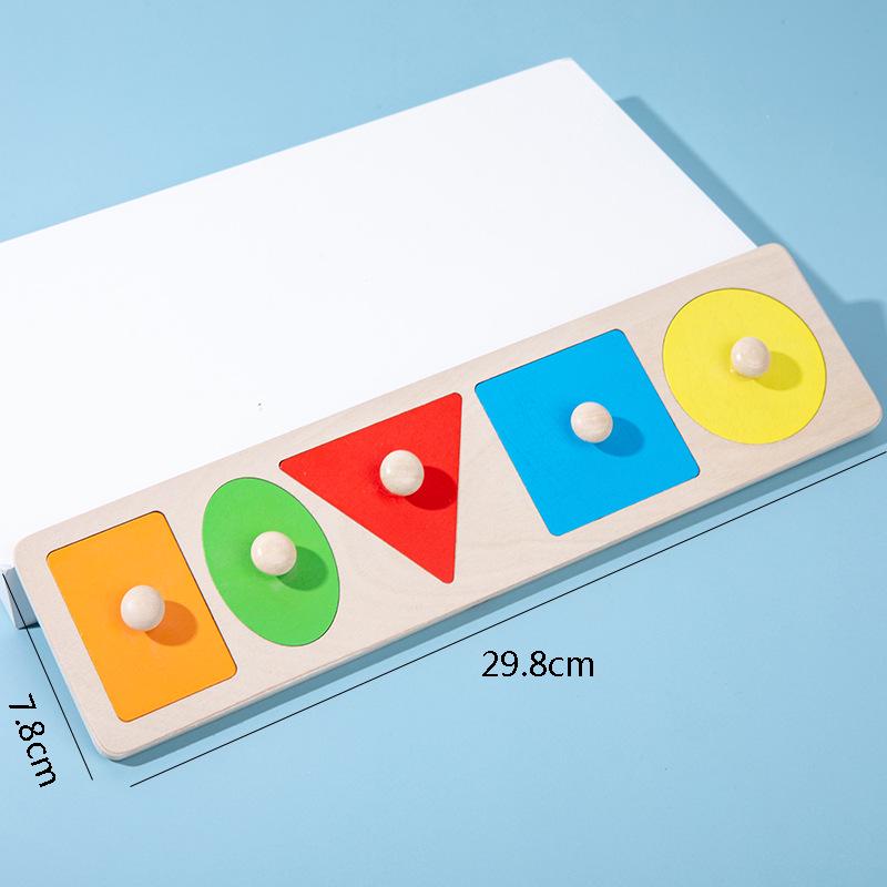 Toddler Montessori Wooden Geometric Shape Recognition Puzzle