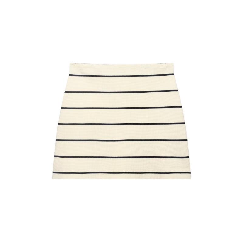 2026 Spring European-Style Striped Knit Cardigan with Half Skirt S