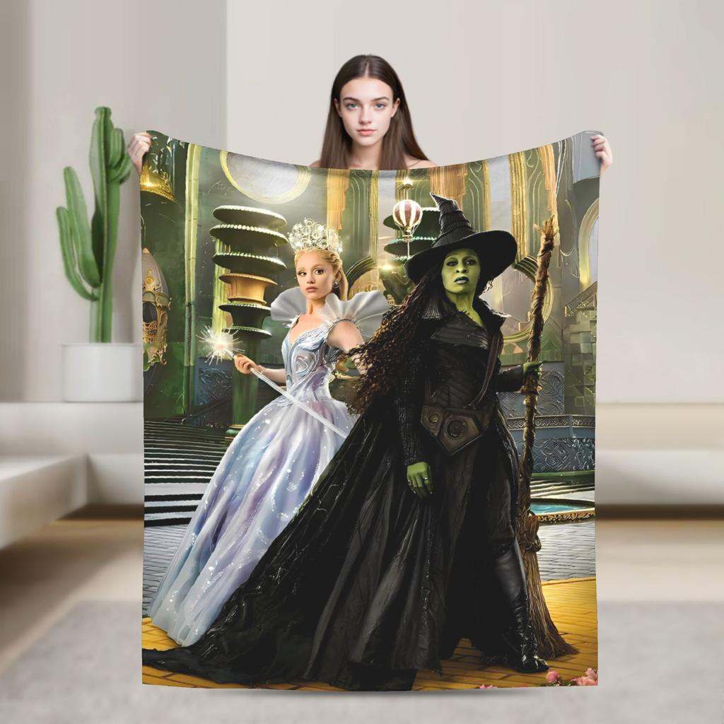 Wicked 2 Musical Movie Glinda Poster Flannel Blanket Soft Throw Blanket for Home Decor Travel Novelty Bedspread Sofa Bed Cover