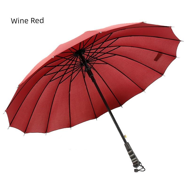 16-Rib Solid Color Straight Umbrella, Dual-Purpose for Sun and Rain, Golf Umbrella, Business Long-Handle Umbrella, Promotional Umbrella, Can Add Logo