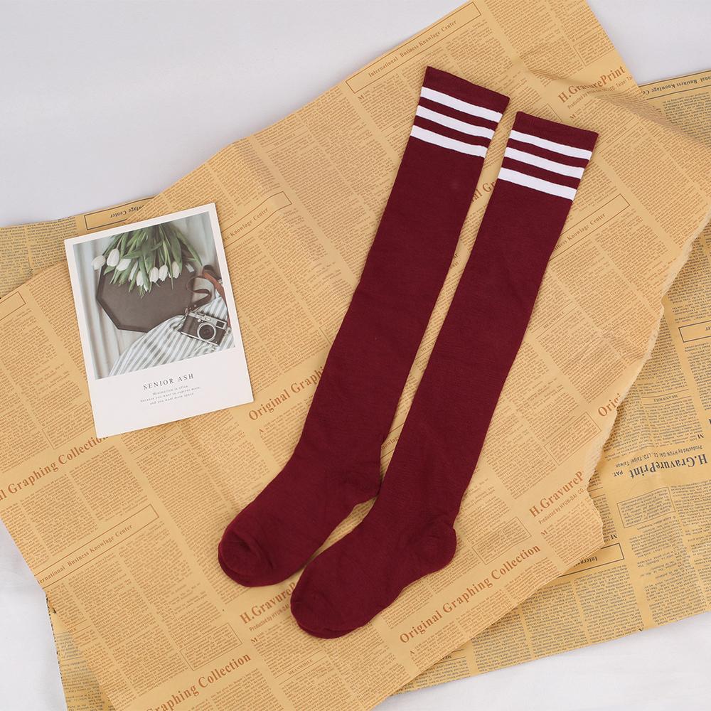 Long Socks With Three Stripes And Over The Knee College Style Performance Dance Women's Pressure Cotton Stocking