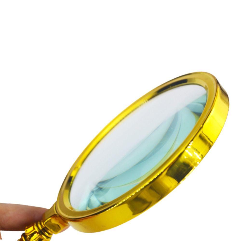 Gold Magnifying Glass Glass Lens Pocket Tool Retro Delicate Pattern Handle  Newspaper Reading