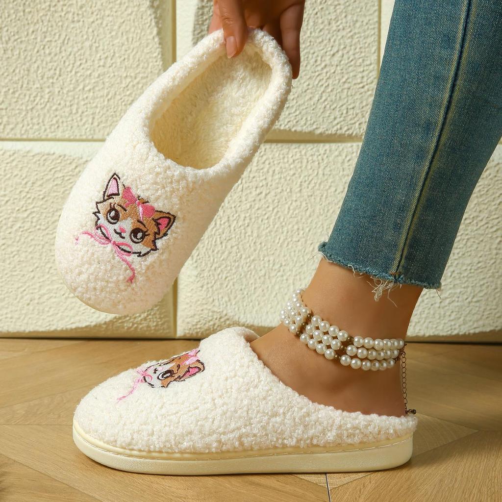 Autumn/Winter Couple's Cat-Themed Non-Slip Indoor Cotton Slippers for Men & Women