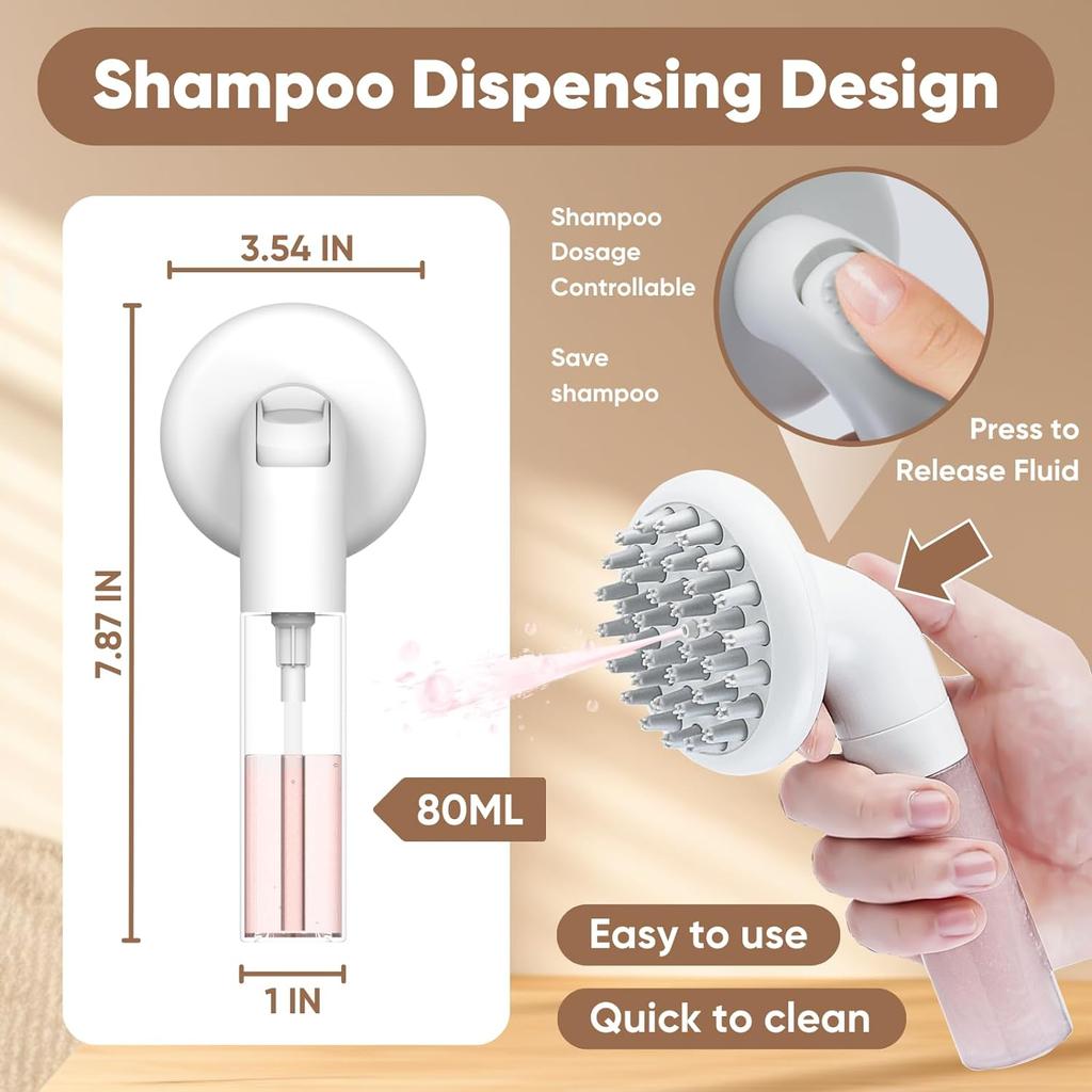 Dog Bath Brush 3 In1 Dog Shampoo Brush Soft Silicone Dog Brush for Pet Grooming Washing Soap Brush 36 Clean Massage Brush Head