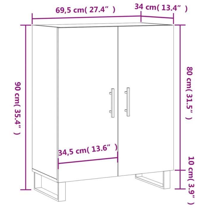 VidaXL Buffet chêne fumé 69,5x34x90 cm bois d'ingénierie 827753