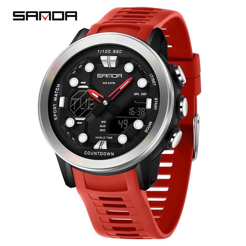 Sanda Watch: Student Fashion Sport, Waterproof, Dual Display, Unisex.