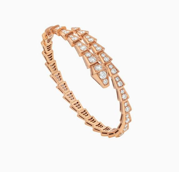 Women s Luxury Snake Bone Open Bracelet: Diamond-Studded, Lightweight, Flexible, Stackable Bangle with Snake Head Design Size M, ≤17.5cm