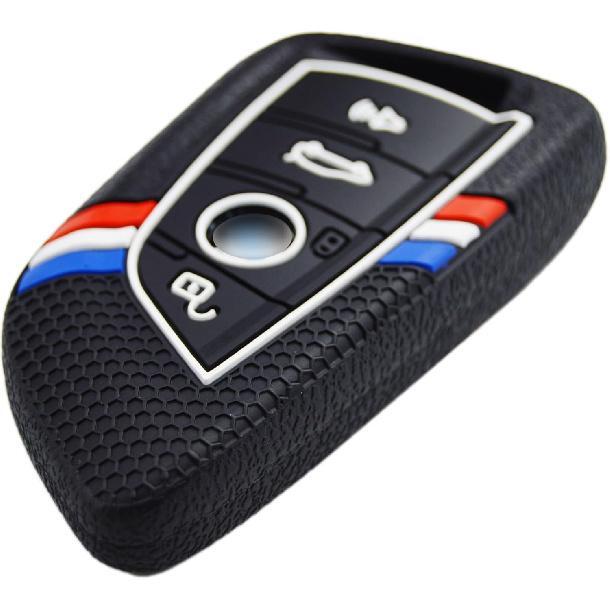 Striped Silicone Remote Key Fob Case Cover for BMW 1 2 3 4 5 6 7 M Series X1 X2 X3 X3M X4 X4M X5 X6 M8 M7 M6 M5 M4 M3 M2 M1 M240i 330i 340i 430i 340i