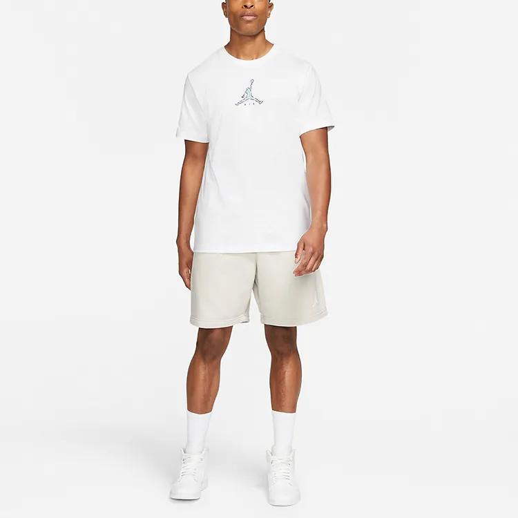Jordan T Shirts Men's White Crew Neck Moderate Straight Fit (Unisex) T-Shirts CZ8379 100