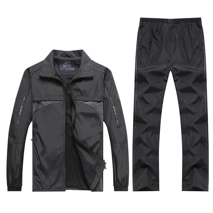 Men's Sportswear Suit Tracksuit Male Casual Active Sets Outwear 2PCS Jacket Pants Plus Size L-5XL