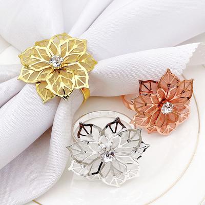 10PCS Decoration Belt Party Rhinestone Serviette Wedding Dinner Home Napkin Holder Rings Hotel Buckles Banquet Leaves Shape