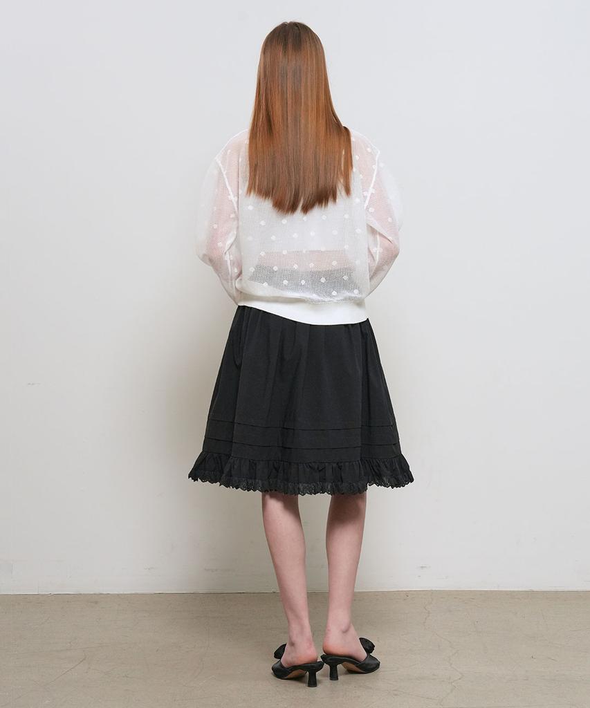 General Idea Lace Flare Midi Skirt [Black] / Gf2Lsk509