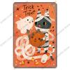 Happy Halloween Retro Poster Metal Plate Jack-O-Lantern Black Cat Witch Metal Tin Signs Vintage Halloween Party Living Room Home