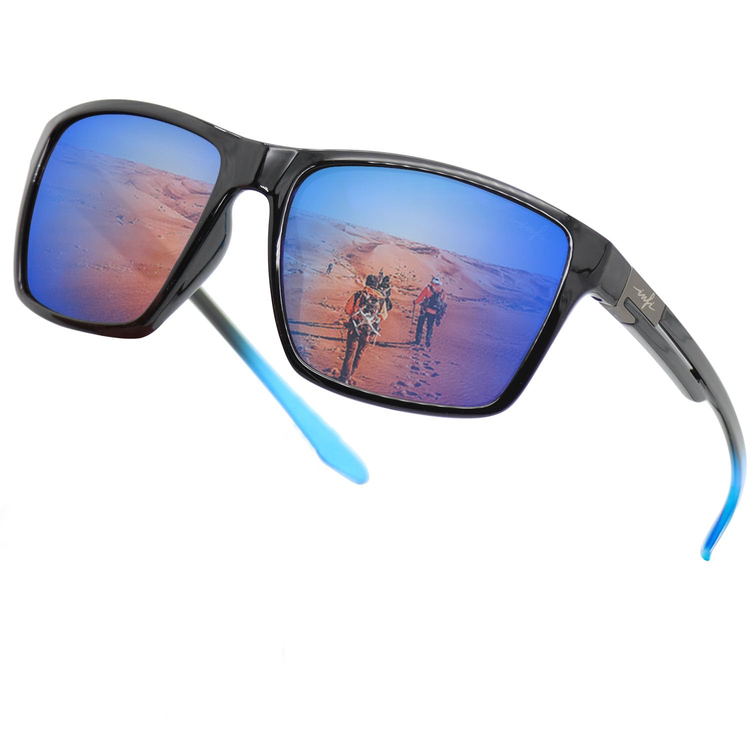 

INFI Polarized Sunglasses for UV Gradient Black Blue Designer Model for Men and Women Fishing, Driving, Sports, Running, Protection, Frame, Mirror, синій