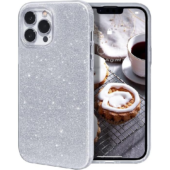 MILPROX Compatible with iPhone 14 Pro Max Case (2022), Glitter Sparkly Shiny Bling Rubber Gel Shell Cases 3 Layers Shockproof Protective Bumper Cover