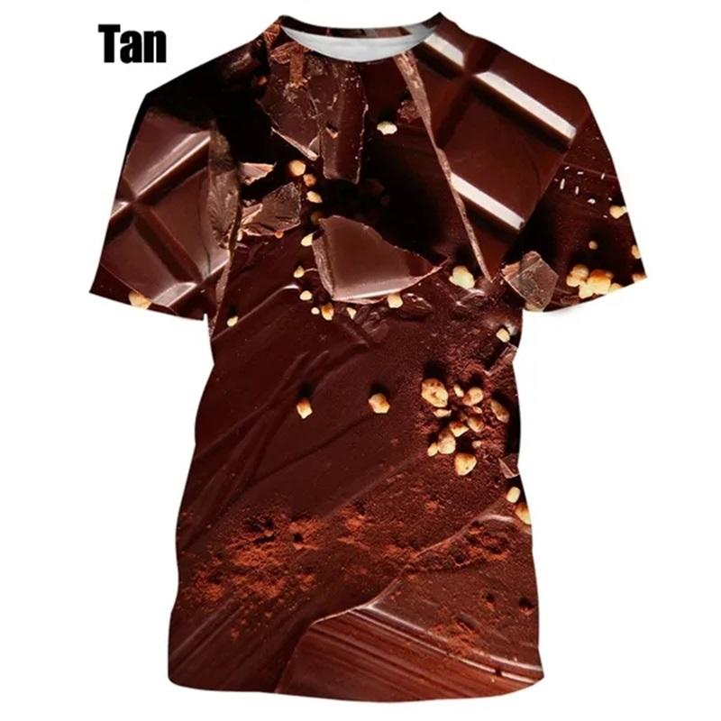 Summer Short Sleeve Men Tshirt Fashion 3d Printing Chocolate Sauce Food