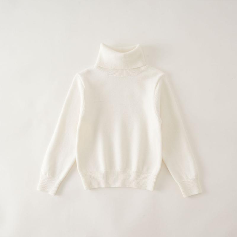Kids Solid High Neck Long Sleeve Knit Base Sweater For Boys And Girls