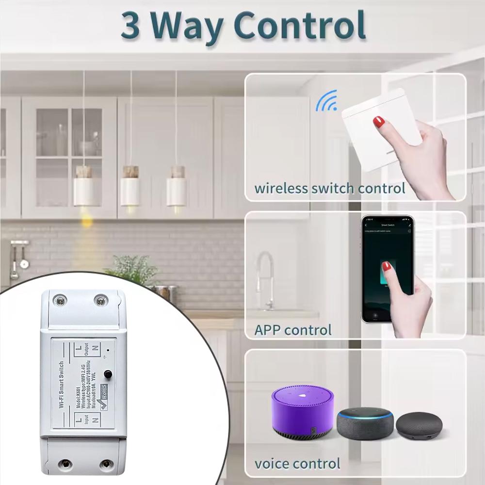 Tuya WiFi Smart Switch 433MHz Universal Breaker Timer Voice Control Smart Life APP Wireless Remote Control Support Alexa Google