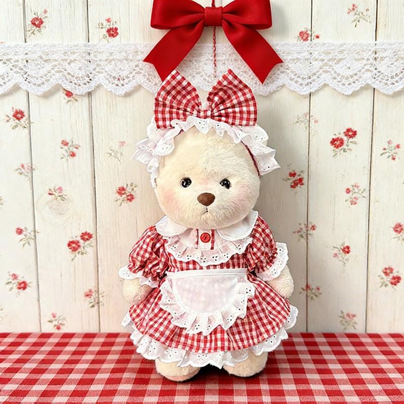 Medium Bear Outfit - Blue Pink Striped Carrot Overalls Set