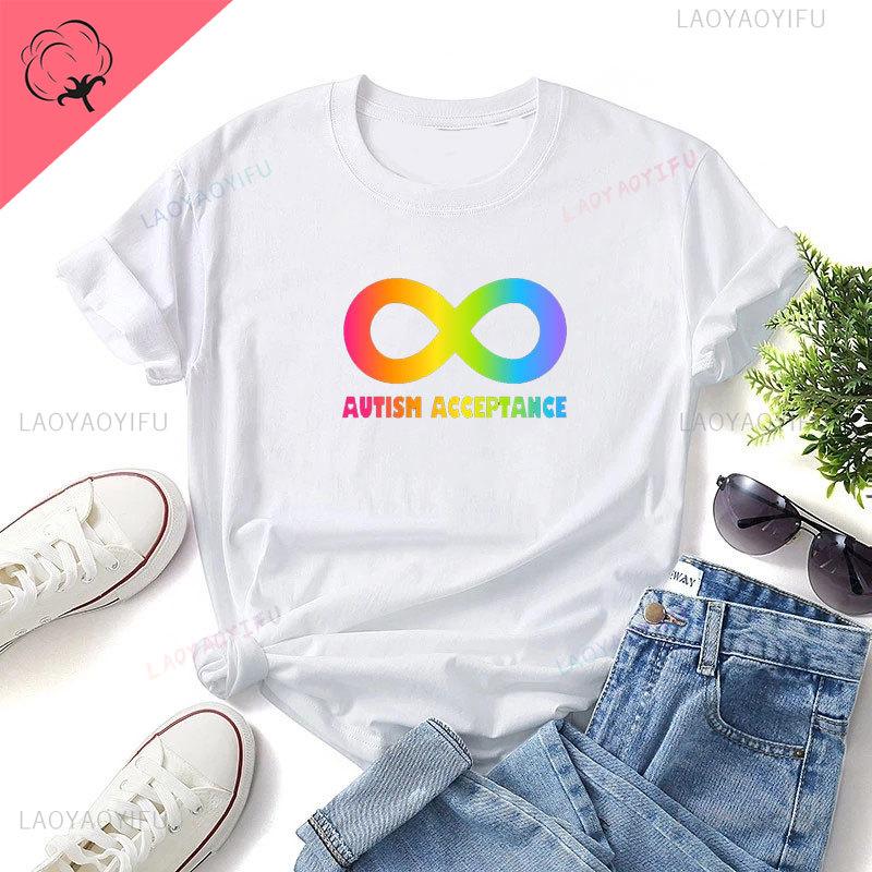 Womens Tshirt Fashion Street Short Sleeve Tops Cotton Shirt Its OK To Be Different Autism Awareness Bears Adults Kids Tops