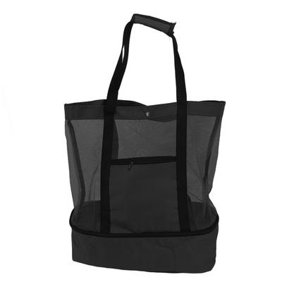 Mesh Beach Bag Multifunction Mesh Design Top Zipper Keep Freshness Durable Fabric Beach Tote for