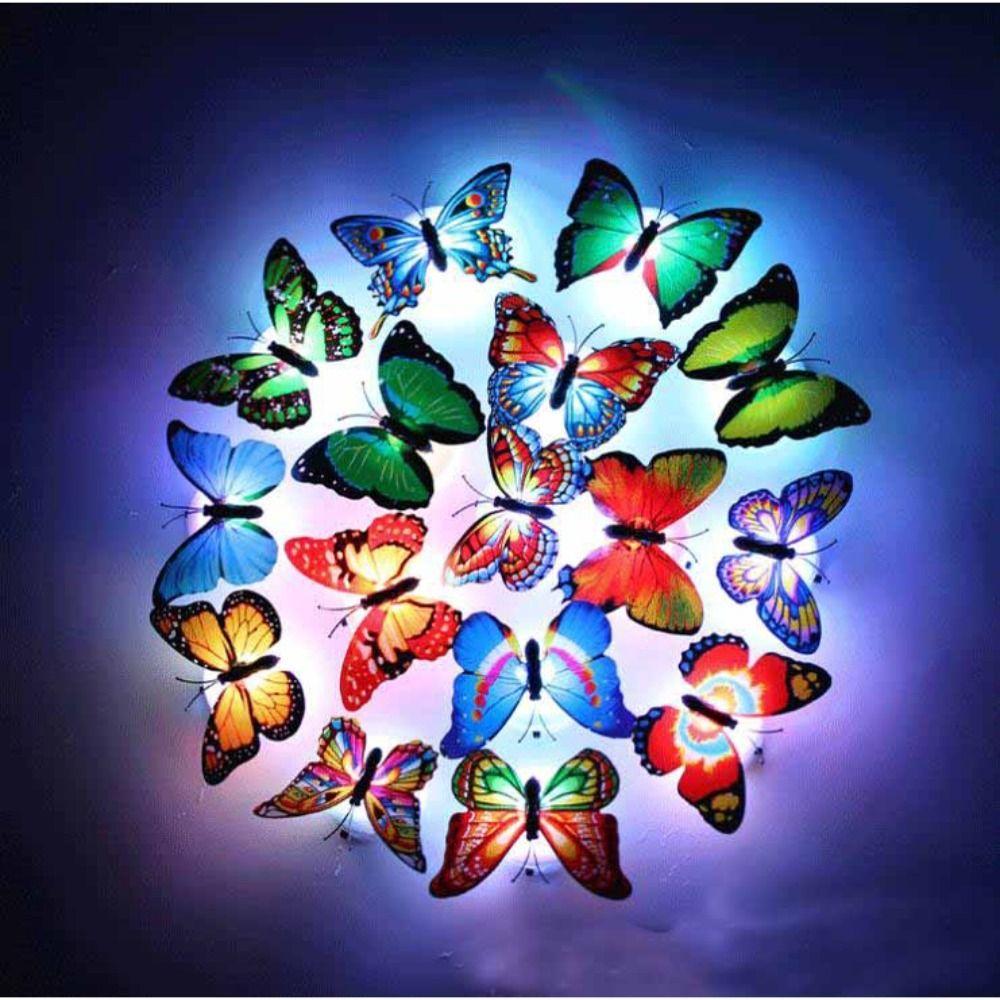 Paste Style Little Night Light Random Color LED Butterfly Lamp  Home Decoration
